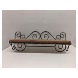 Vintage metal and wood wall shelf