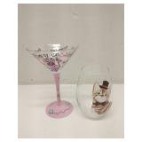 Lot of 2 hand-painted cat glasses