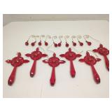 Group of red acrylic Christmas ornaments