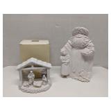 Mikasa nativity candle holder & ceramic Santa