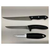 Lot of 3 Various Stainless Steel Kitchen Knives