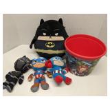 Bucket of plush toys