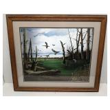 Vtg E Darrell Smith Ducks Foil Framed Art