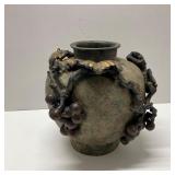 Antique Japanese Cast Iron Vase  Bronze Finish