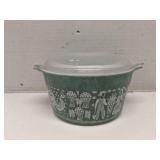 Pyrex Turquoise Amish Butterprint Casserole Bowl