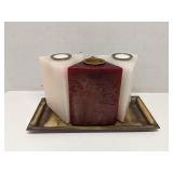 3 Candle set on metal tray