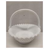 Fenton Hobnail Milk Glass basket