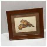 Framed Chipmunk Wildlife Print Signed