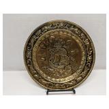 Vintage embossed brass wall hanging plate