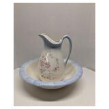 Ceramic pitcher and wash basin, unbranded