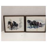 Lot of 2 horse framed prints