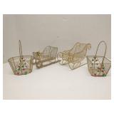Group of gold colored metal Christmas decorations
