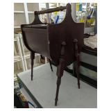 1960s Wood Sewing Stand With Turned Legs