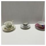 Lot of 3 Vintage Teacups & Saucers