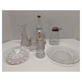 Group of glass decor items