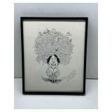 Willie Oates Carivature Signed George Fisher 1994