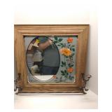 Hensley Company Roses Mirror w/ metal coat hooks