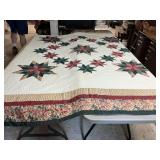 Star Block 8 Point Pattern Quilt Appears Handmade