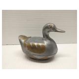 mid-century pewter and brass duck trinket box