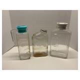 Lot of 3 Ribbed Jars/Containers With Lids