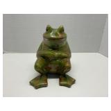 1970's Ceramic Frog Figurine Mottled Green and