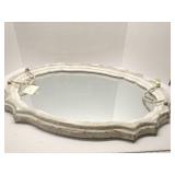 Vintage wood framed mirror tray