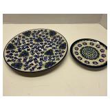 Lot of 2 Unikat Polish Plate Blue Rose Royal Vine