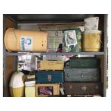 Fishing gear on two shelves