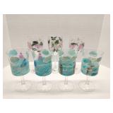 Group of hand painted steware glasses