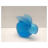 Interpur Blue Satin Glass Bunny Rabbit Figurine