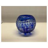 Vintage Cobalt Blue Crystal Bowl 5' Tall unsigned