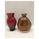 2 Vases - Red and Amber