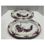 2 Vtg GEI Design Merry Christmas Oval Ceramic