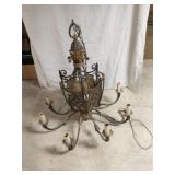 Spanish Revival e multi-light metal chandelier