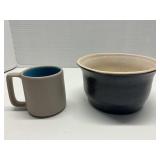 Lot of 2 Handmade Ceramic Bowl & Pigeon Forge