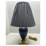 Vtg Style Table Lamp Navy Blue Swirl Ceramic Base