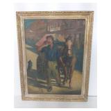 Vintage framed oil on canvas painting