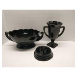 Group of LE Smith Black Amethyst Glass items