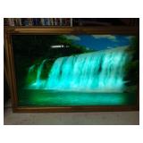 Framed illuminated motion waterfall picture