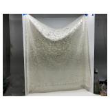 White Lace Curtain Floral and Mesh Pattern