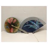 Two vintage folding fans