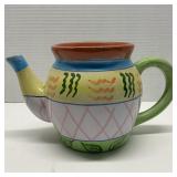 Whimsical Handpainted Ceramic Teapot without Lid