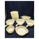 Group of vtg Fire King white dishes