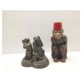 Lot of 2 monkey figures, one is metal