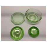 Lot of 4 Hazel-Atlas Uranium Glass Pieces  Glows