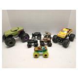 Group of monster truck toys