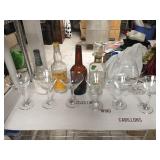 Group of glasses and old bottles