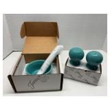 4 Piece Fieta Turquoise Salt & Pepper Shakers &