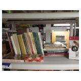 Group of books, mostly cookbooks