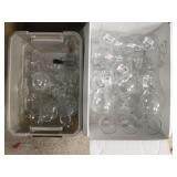 Group of glass stemware glasses, 2 boxes